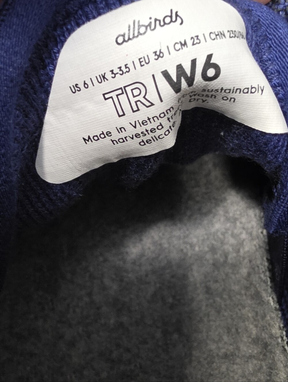 Allbirds Tree Runner Marine Blue White Women's Size 6 - Picture 3 of 6